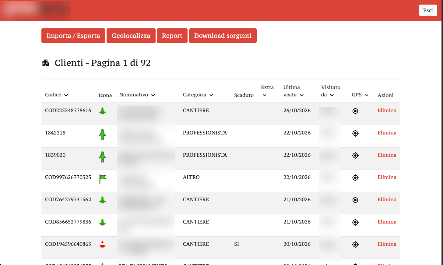 Pannello web di amministrazione del gestionale