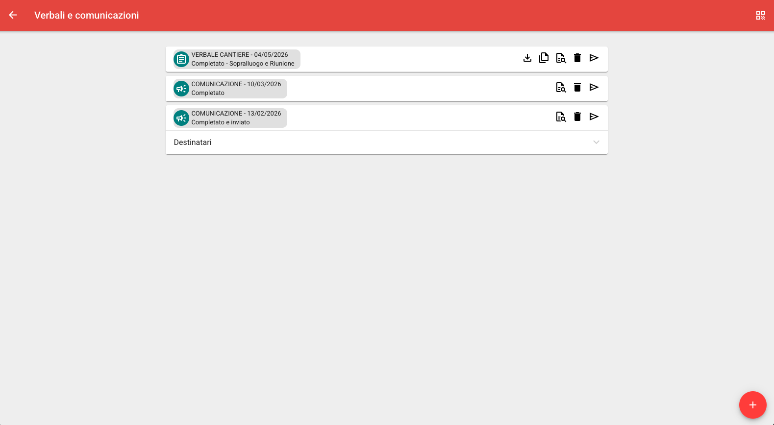Compilazione di un verbale di sopralluogo nell'applicazione mobile